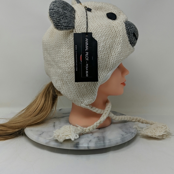 Pola Bear Animal Pilot Beanie Hat - Picture 2 of 7